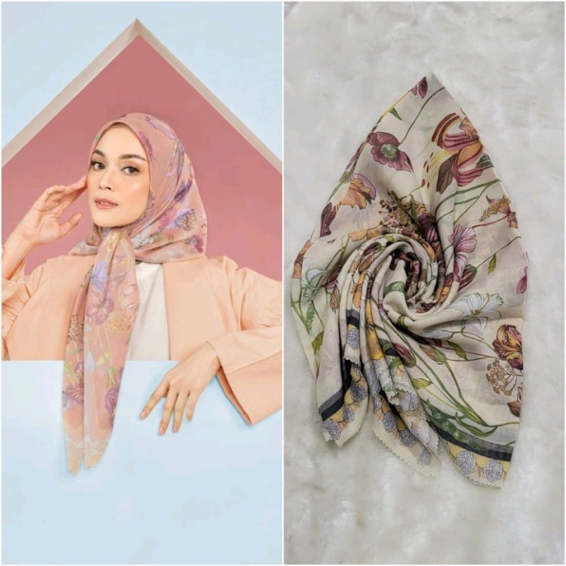 HIJAB VOAL CANTIK FLO SERIS/MOTIF TERBARU/HIJAB DENAY SEGI EMPAT/DENAY TERBARU