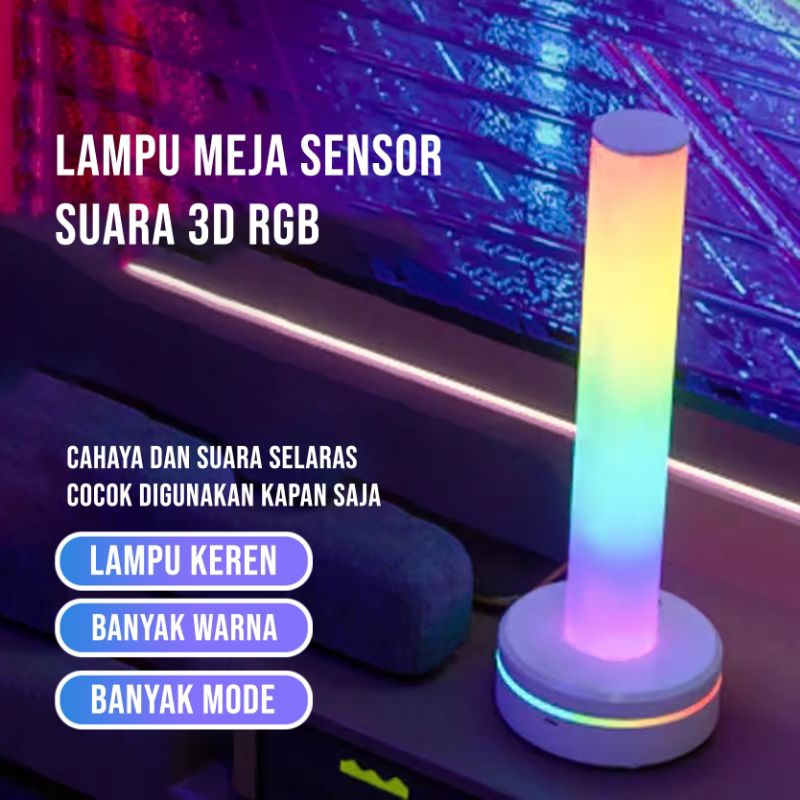 [ PPLUS ] Lampu LED RGB bar Strip spectrum audio indicaror music sound control lamp /Lampu RGB  Gaming Sensor Musik Bateria Cas