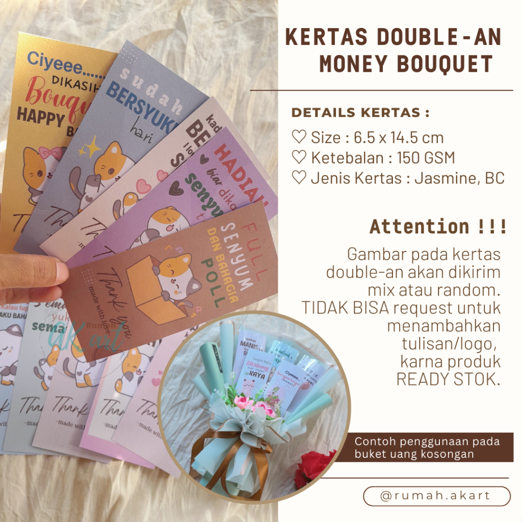 

Kertas untuk Buket Uang Kosongan, Pelapis Double-an Money Bouquet