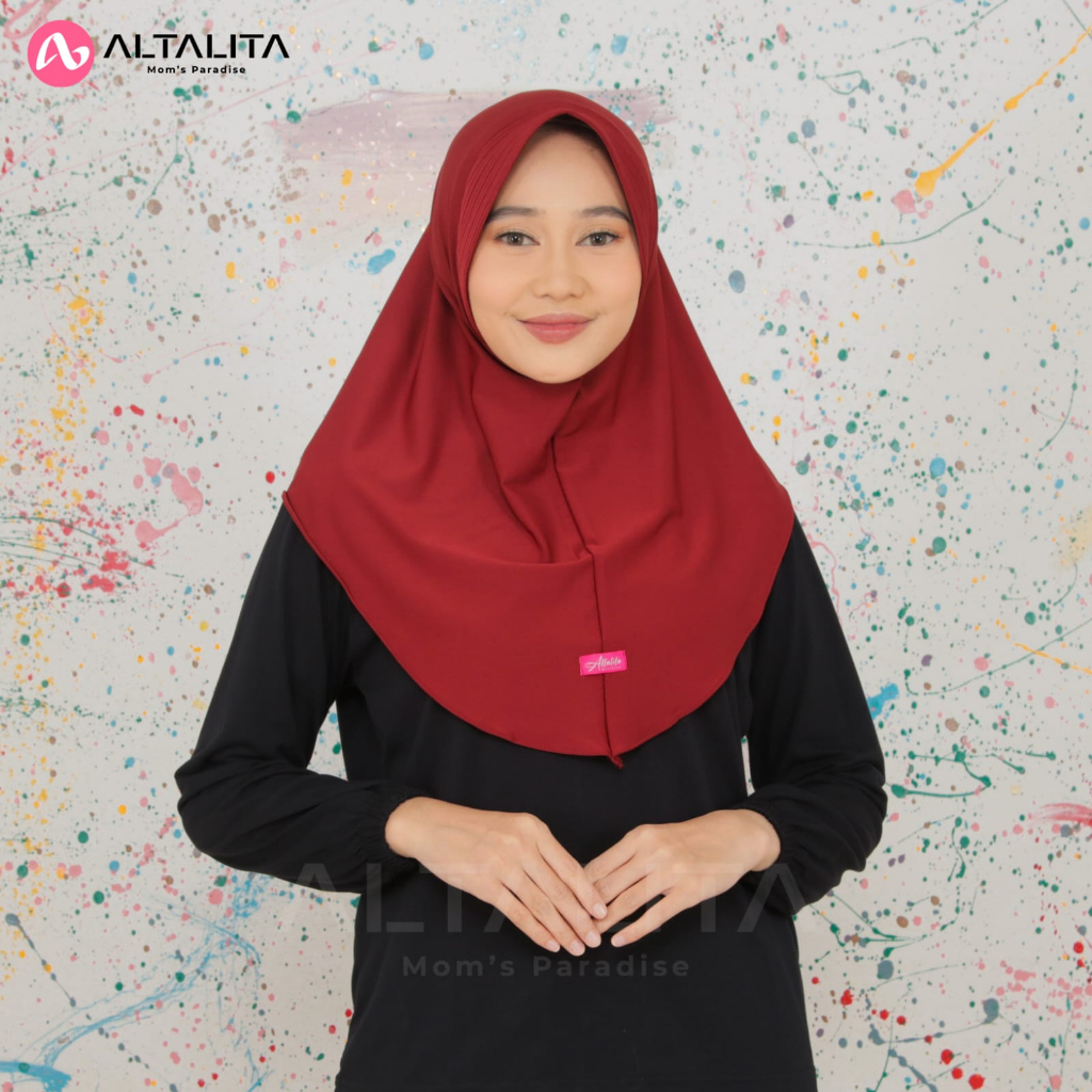 Altalita - Hijab Instan Bergo Sport Jersey Premium Kerudung Qiara Olahraga Instan Ukuran S Jilbab Sekolah Penguin Instan Menutup Dada pet Tebal