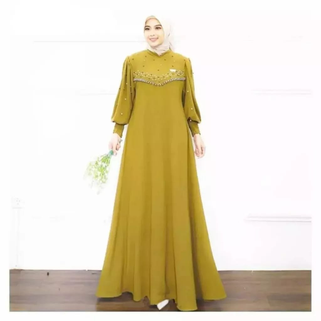 Vioni Dress Crinkle Airflow Premium Gamis Pesta Mewah Elegan Aplikasi Mutiara Baju kondangan Wanita Kekinian Firlya Maxy Dress