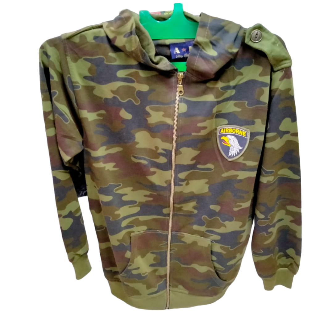 JAKET LORENG - HOODIE LORENG ARMY - Airborne - Bahan Katun