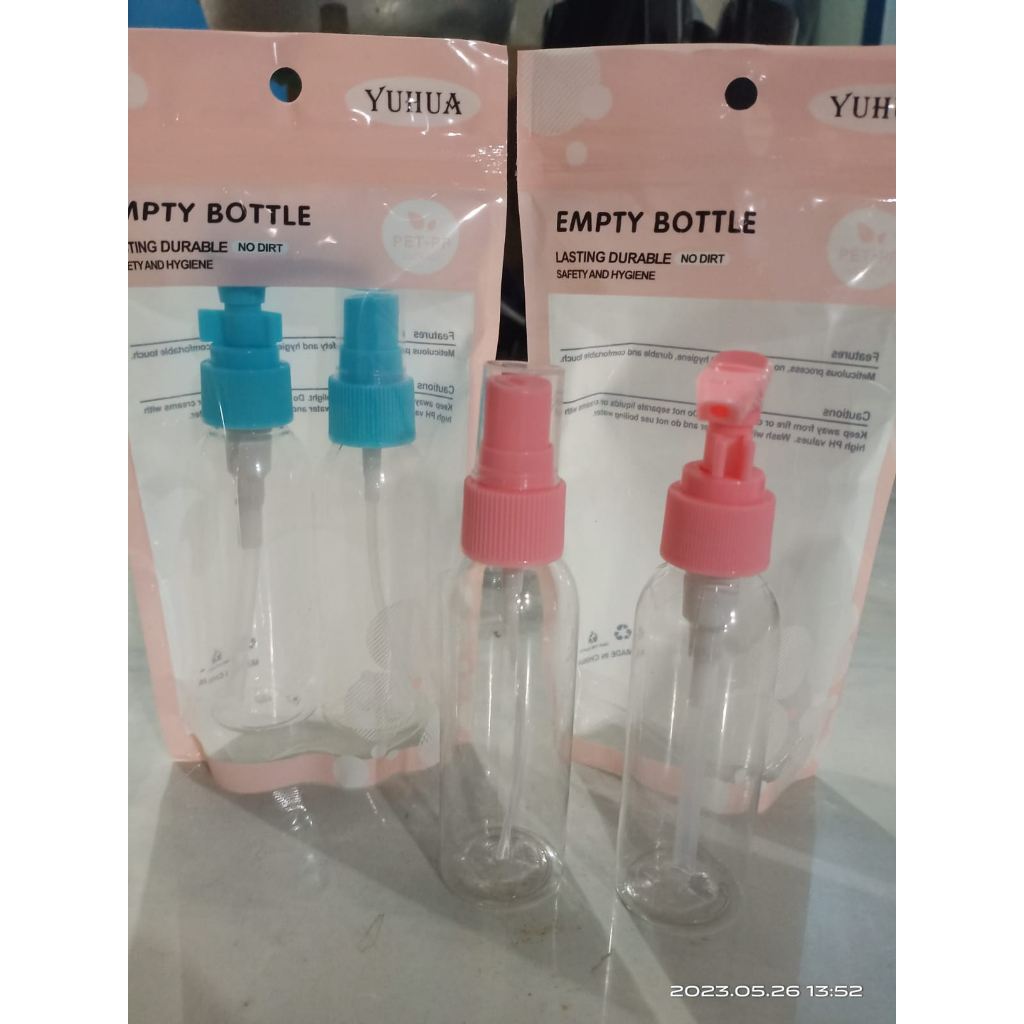 Botol travel set 4 in 1 dan Botol Spray Plastik set 2 40ml,botol serbaguna untuk travel ke mana2