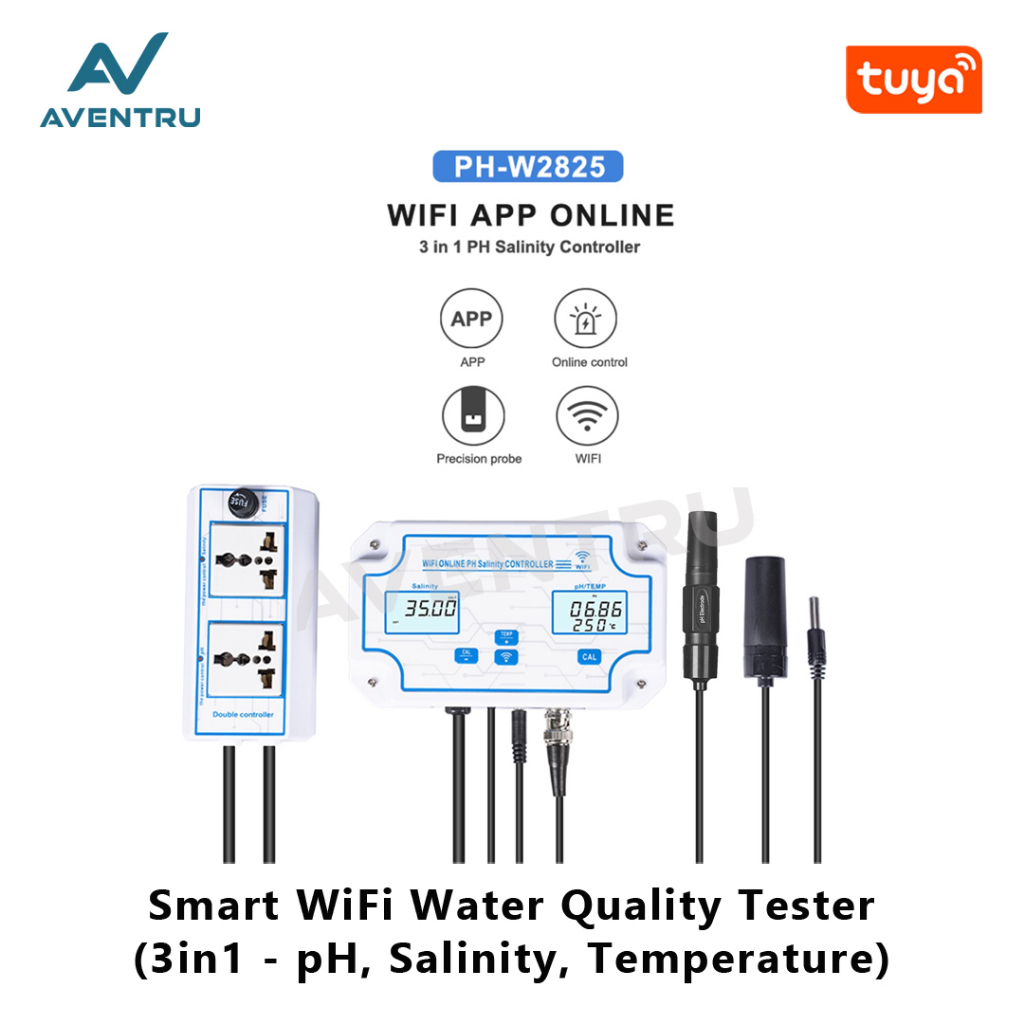 Smart WiFi Tuya 3in1 PH Salinity Temperature Salinometer Garam Tester