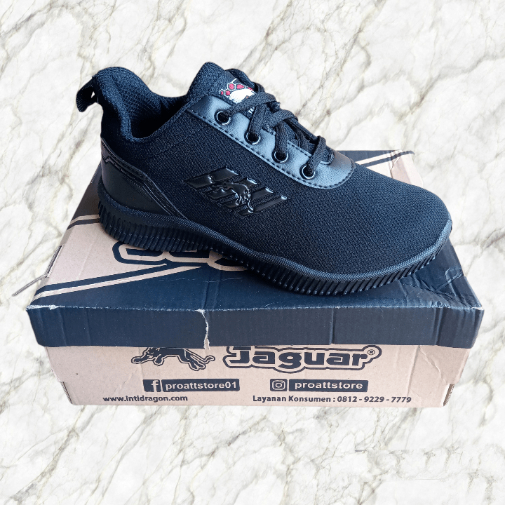 Sepatu sekolah JAGUAR JAC 320 TK SD anak laki-laki perempuan hitam polos