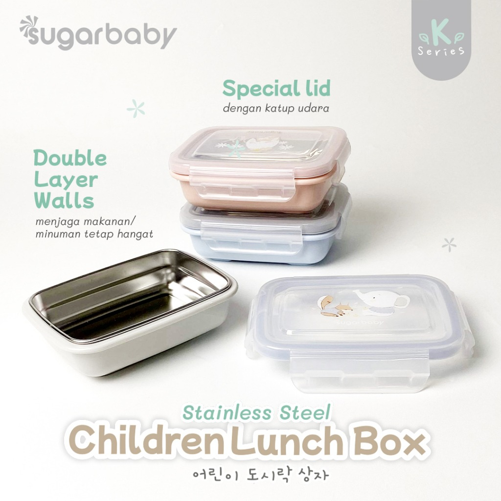 Stainless Lunch box/ Kotak makan stainless Sugar baby Stainless Steel Children Lunch box/ Kotak Makan stainless Sugarababy/ Kotak Makan Anak/ Kotak Bekal