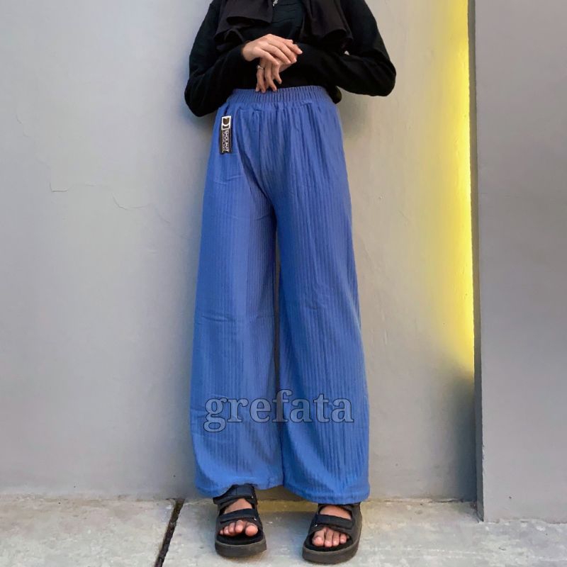 Celana Kulot Panjang Knit Maxiline Premium Import Tebal / Loose Cullote Knits Maxiline Bukan Hornet / Celana Panjang Santai Wanita Pinggang Karet Polos HW Hight Waist / Daily Cullote Knits / Jeni Kulot Knit / Grefata