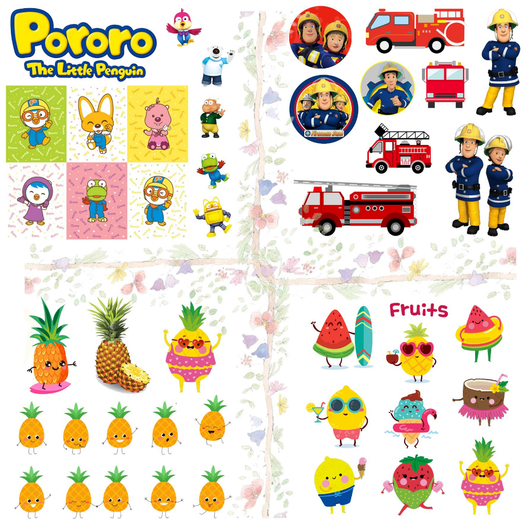 

Sticker Pineapple Pororo Fireman Stiker Nanas Coconut Watermelon Lemon Kelapa Semangka Buah Fruit Strawberry Fruits Firetruck Pemadam Kebakaran