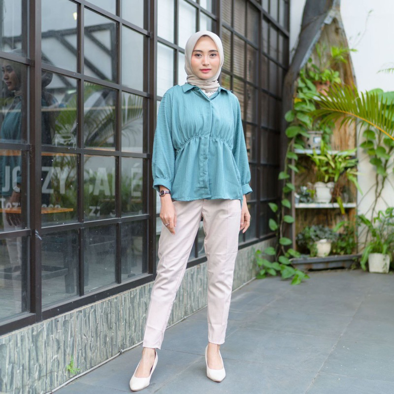 CRAZY SALE! Kemeja Wanita Serut Depan Tshirt Lady Crush Blouse Wanita