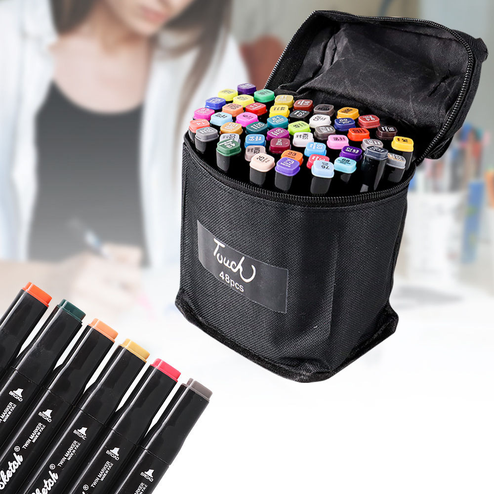 

TOUCH Spidol Dual Side Fine Art Brush Pen Art Marker Set 48 Color - HL0270 - Black