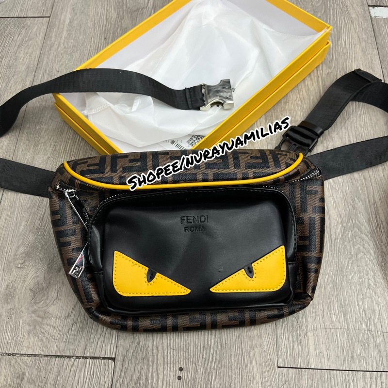 Tas Waistbag pria Fendi eyes import free box tas selempang pria Fendi tas slempang pria branded