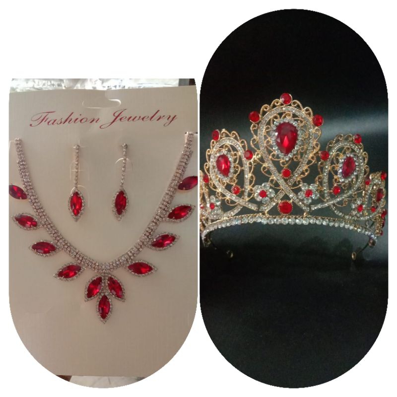 1 paket 2 PC mahkota,kalung ples anting