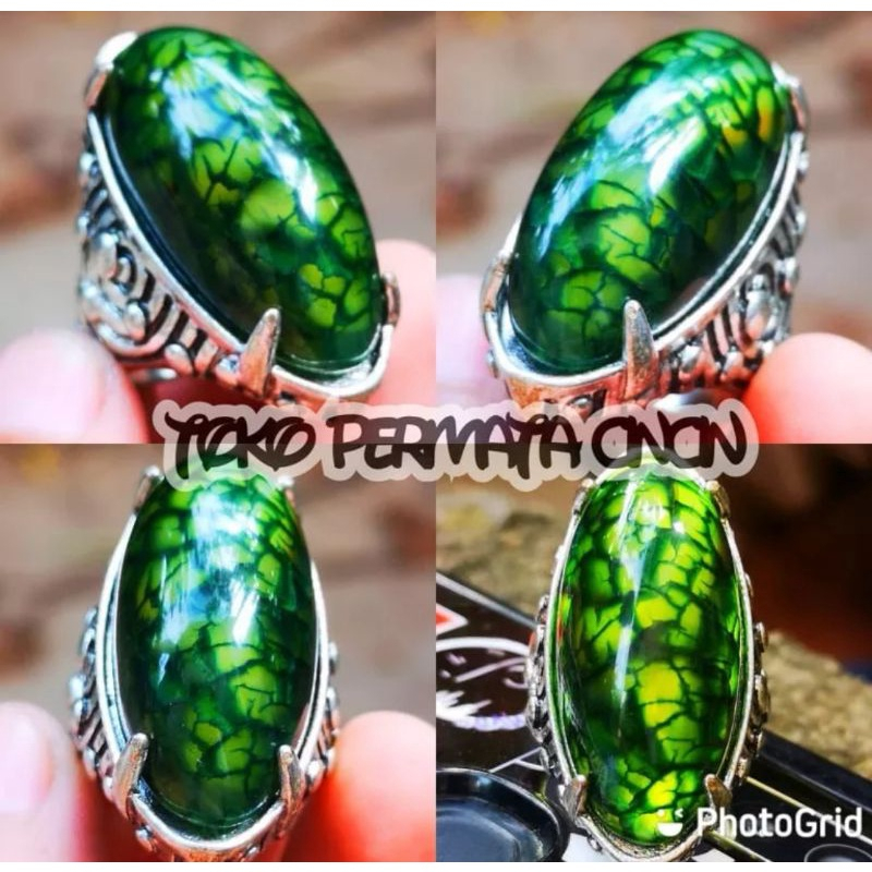 Batu akik asli pandan hijau sisik naga