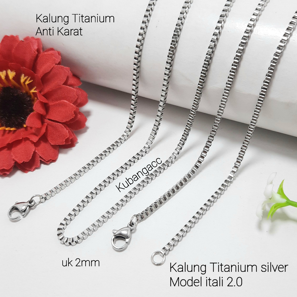 Kalung Rantai Model Itali 2MM Silver Kalung Titanium Rantai Itali Anti Karat Pria Wanita