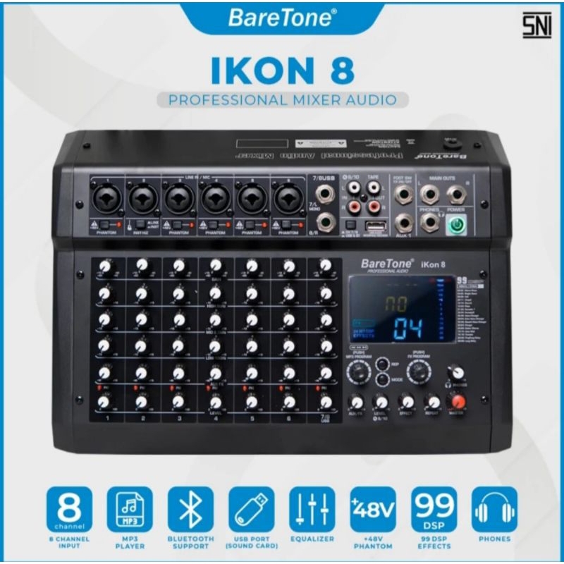 Mixer Audio Barerone IKON 8 Original Profesional Mixer 8 Channel