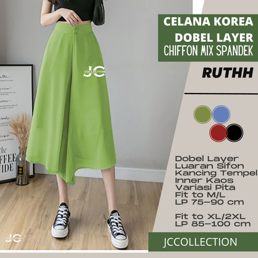 Celana Wanita Sifon stice pants Korea Ruthh  JCCollections