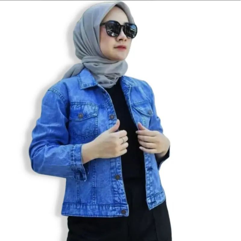 ( OVERSIZE ) JAKET JEANS WANITA HITAM SNOW // JAKET JEANS WANITA BIRU SNOW // JAKET JEANS WANITA JUM