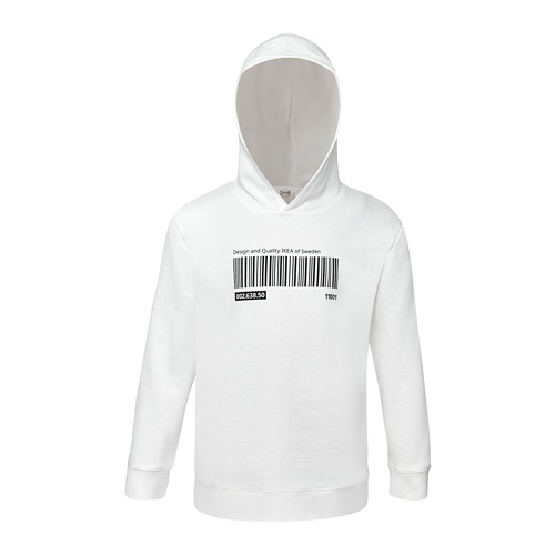 EFTERTRADA Jaket anak dengan penutup kepala hoodie, putih, 98/110 120/128