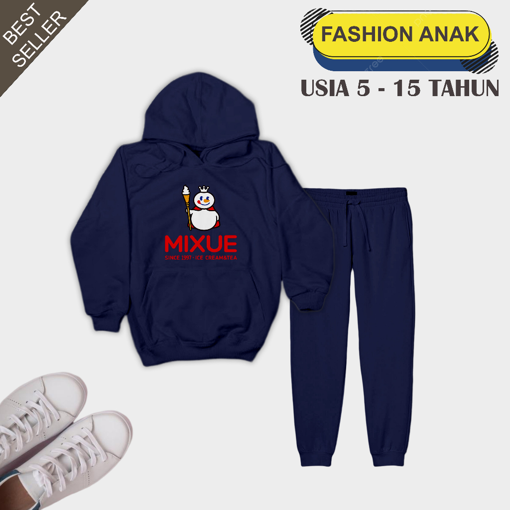 Setelan Hoodie Jogger Anak Unisex Usia 5 - 15 Tahun Set Hodie Joger Anak Bahan Katun Terry