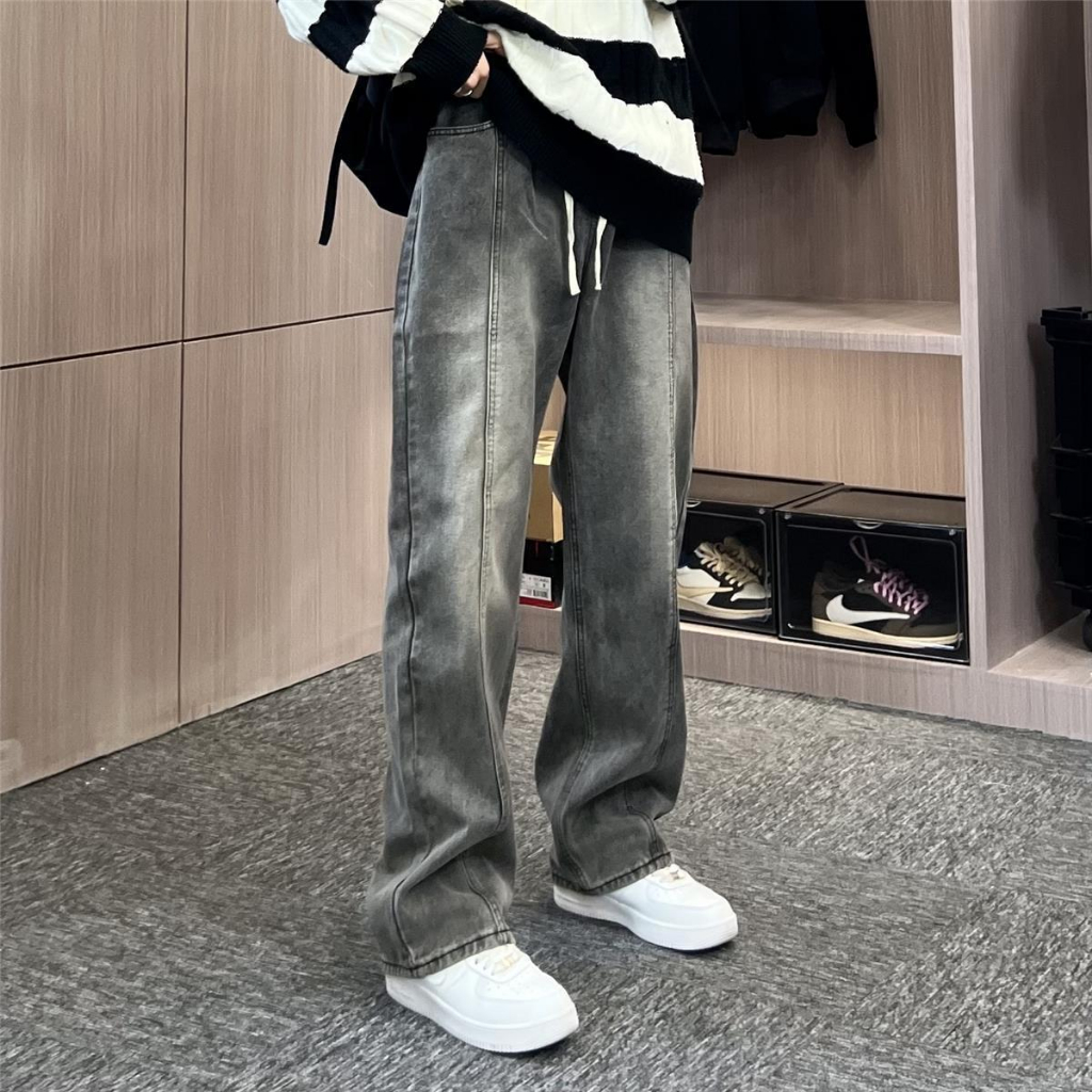 celana jeans pria baggy pants straight panjang cowok casual celana denim dewasa laki laki loose fit 