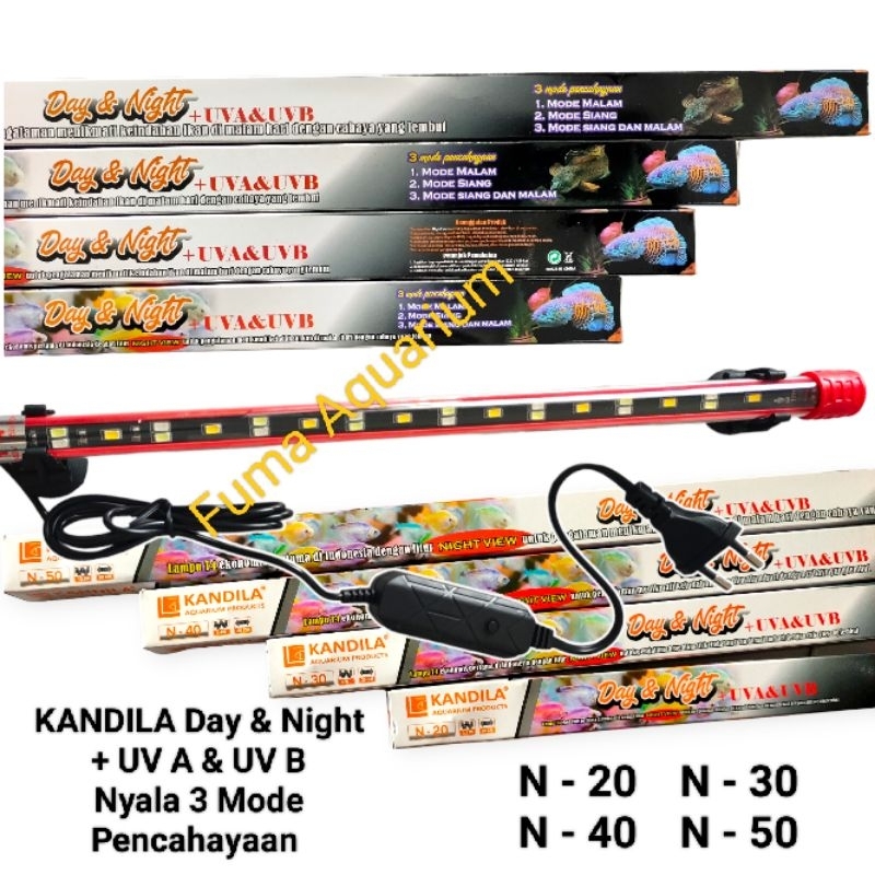 Lampu Celup Aquarium KANDILA DAY &amp; NIGHT + UVA &amp; UVB LED T4 N-Series 3 Mode