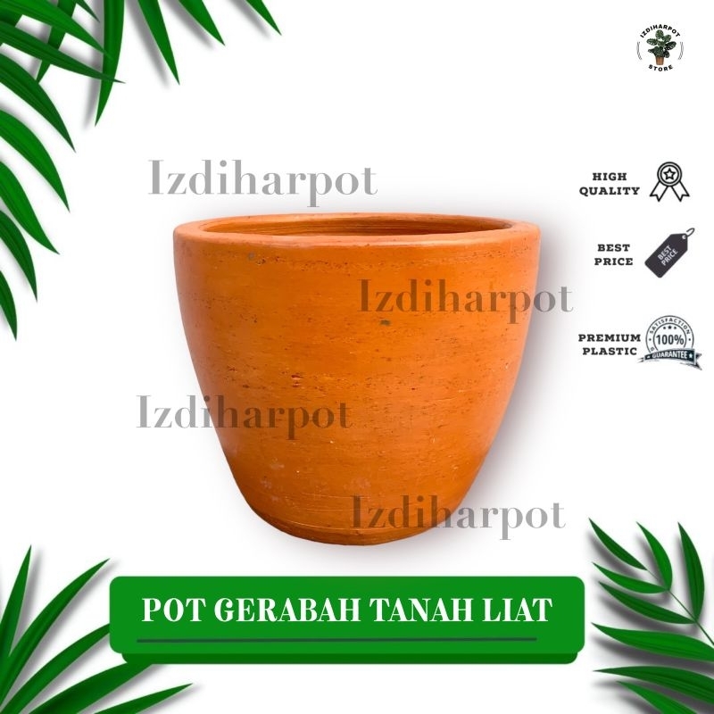 POT BUNGA TANAMAN GERABAH TANAH LIAT MANGKOK POLOS D22 - TERRACOTTA