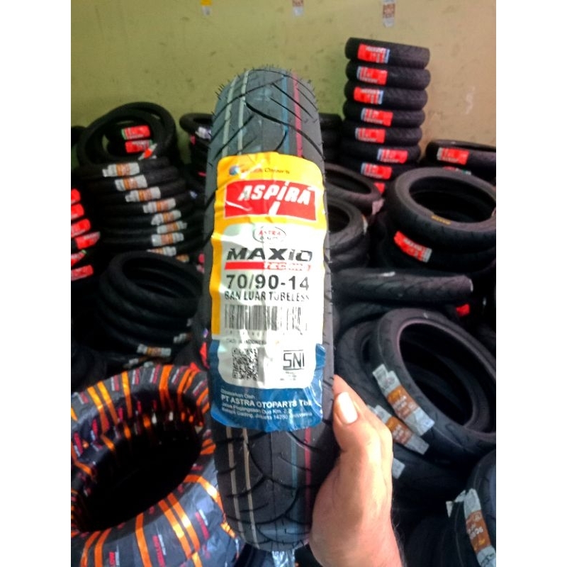 BAN TUBLES ASPIRA MAXIO TECHNO 70/90-14 ,SEMUA MATIC,BAN BARU, FREE PENTIL