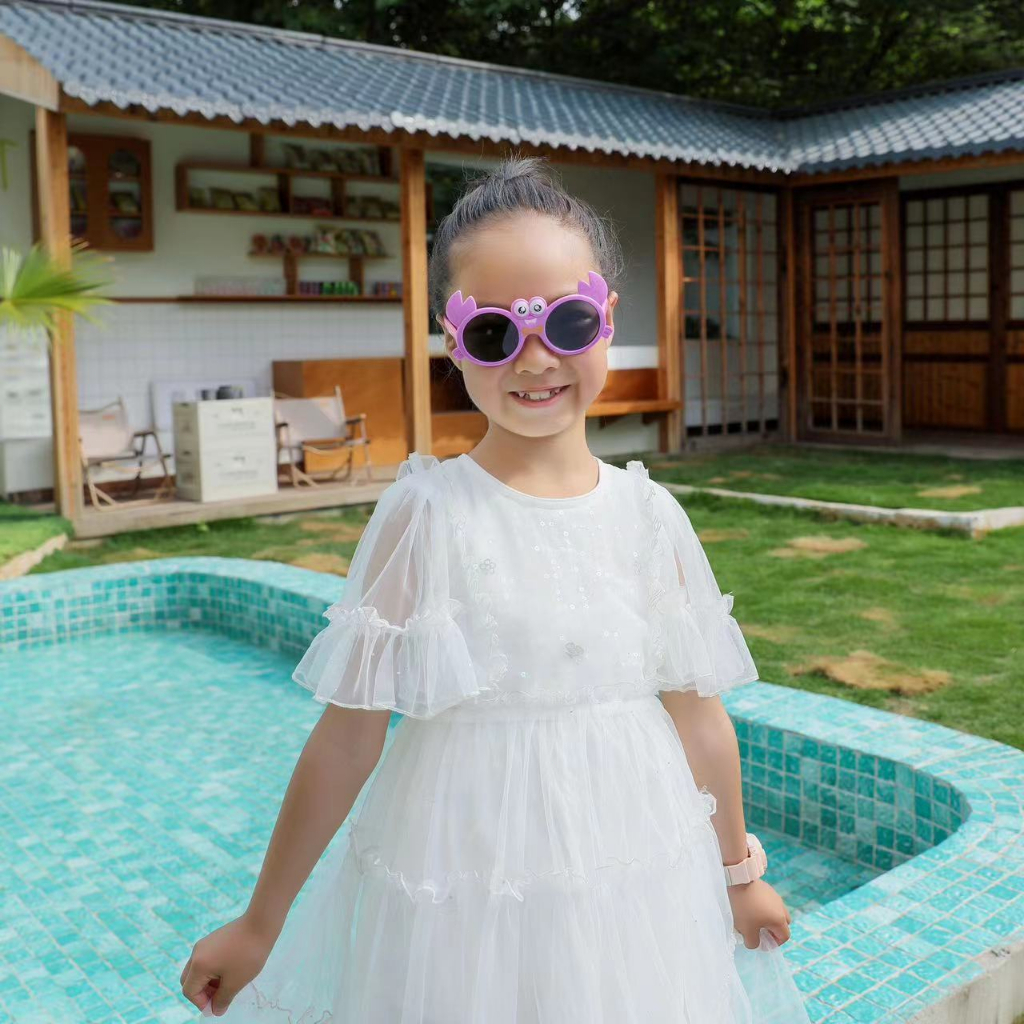 Kacamata Hitam Terpolarisasi Anak Kacamata Hitam Lucu Kepiting Kartun Silikon Baru Anti-ultraviolet