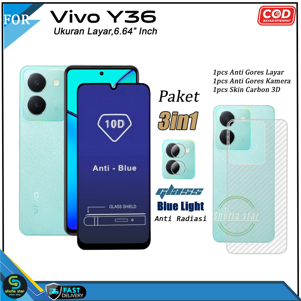 Paket 3in1 Tempered Glass Ceramic Vivo Y36 4G Y36 5G V27e Iqoo z7 Iqoo z7x Anti Gores Privacy Matte Anti Spy Full Cover