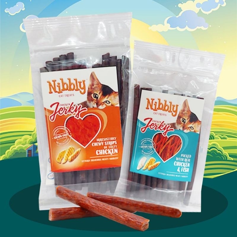 JERKY 1 STICK - Makanan Kucing Camilan Kucing Snack Kucing Stik Rasa Tuna Ikan Salmon Ayam Gigitan Penghilang Bau Mulut Kucing Anti Gigi Karies Kucing