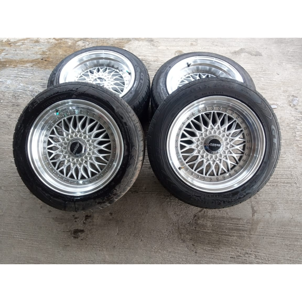 VELG BEKAS RACING MOBIL BBS RING 16X8/9 PCD 4X100/114 + BAN GT