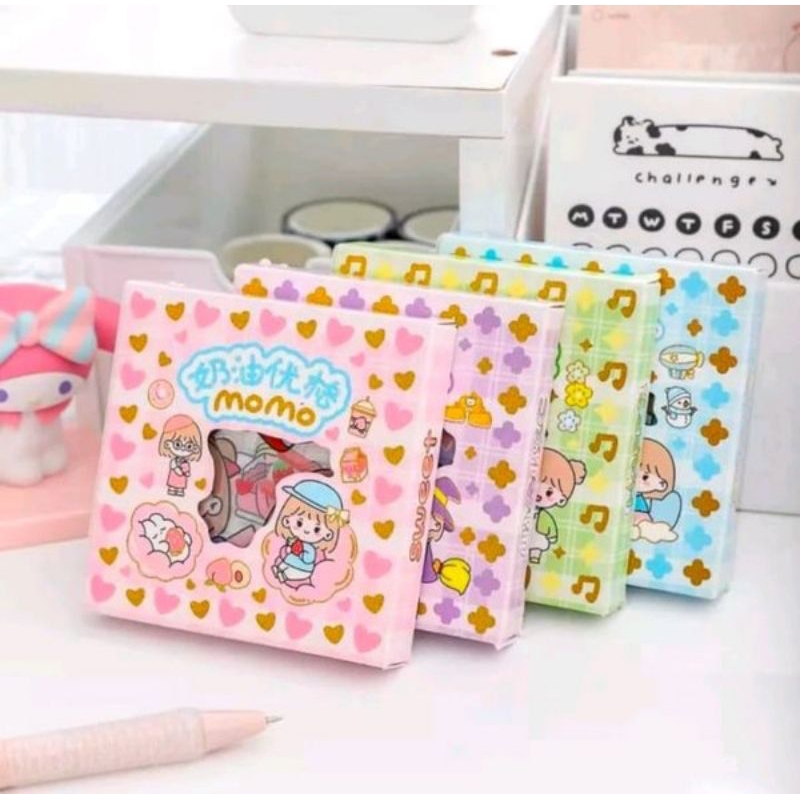 

Mini Sticker Momo 1 pack isi 100 Lembar Pcs Stiker Box Momo Stiker Motif Kartun Korea Lucu Anti Air Dekorasi DIY - Stiker Momo