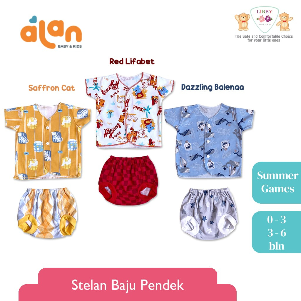 Libby Stelan Lengan Pendek Celana Pop - 3Pcs - Summer Games Series