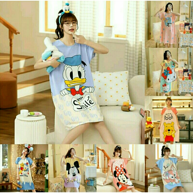 Daster Spandek/Baju Tidur Jumbo Kartun Lucu