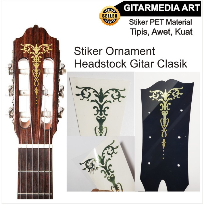 Stiker ornament headstock kepala gitar classic universal keren aestetic