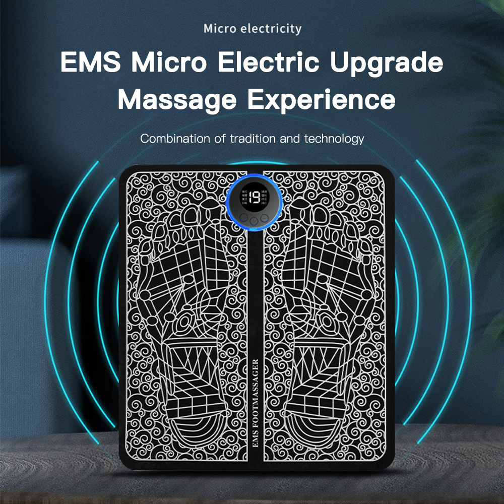 EMS Alat Pijat Kaki Refleksi Akupuntur Pad Mat Original Electric Foot Massager USB Rechargerable Alat Pijit Getar Kaki 6 Mode Matar Pemijat Kaki Solusi Meredakan Nyeri dan Pegal Pada Kaki Meningkatkan Sirkulasi Darah Meredakan 9 VIBRATION MODES