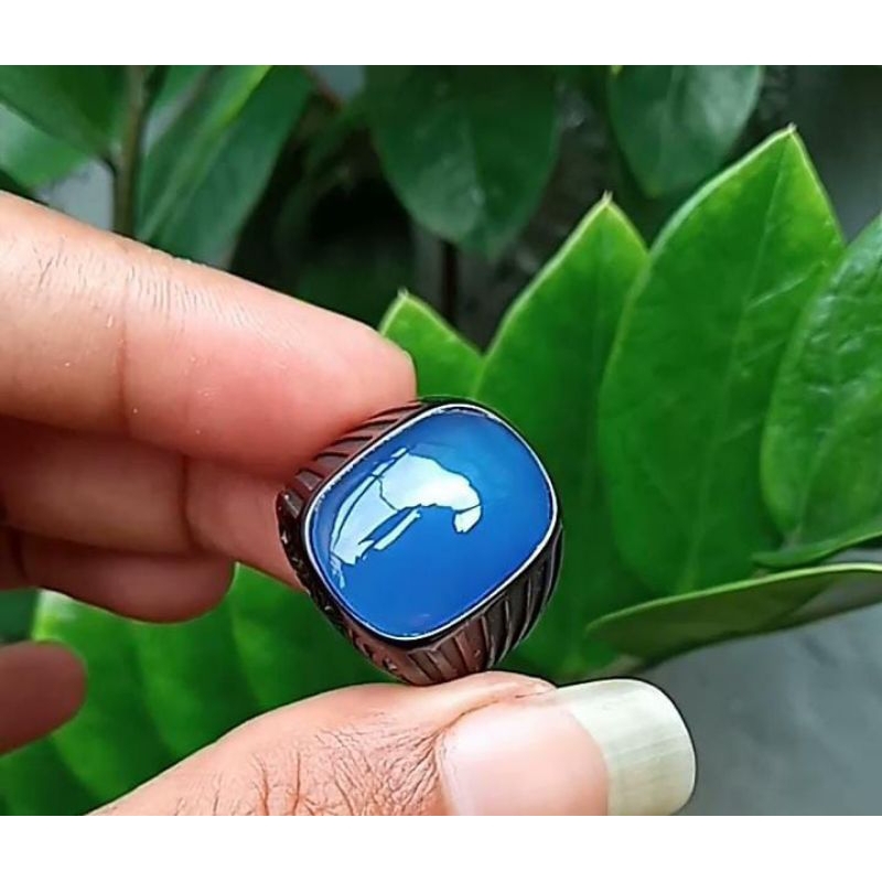 BATU akik BLUE SPIRTUS RING HITAM