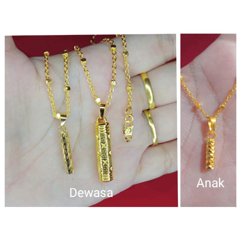 kalung Medan pentul bambu anak dan dewasa lapis emas 24 k