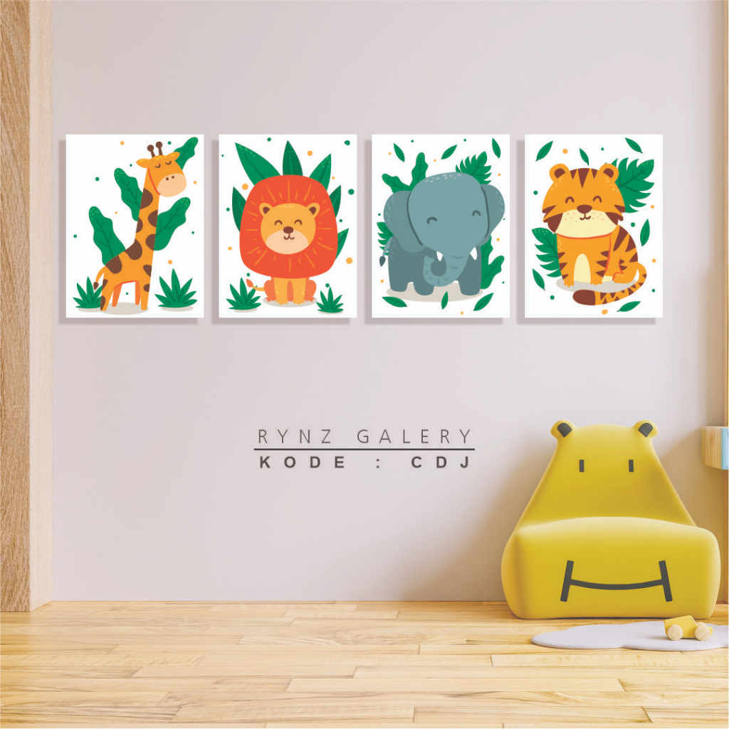 RYNZ GALERY - DEKORASI RUMAH POSTER ANIMAL HIASAN KAYU PAJANGAN DINDING KAMAR ANAK HEWAN BUAS – CDJ