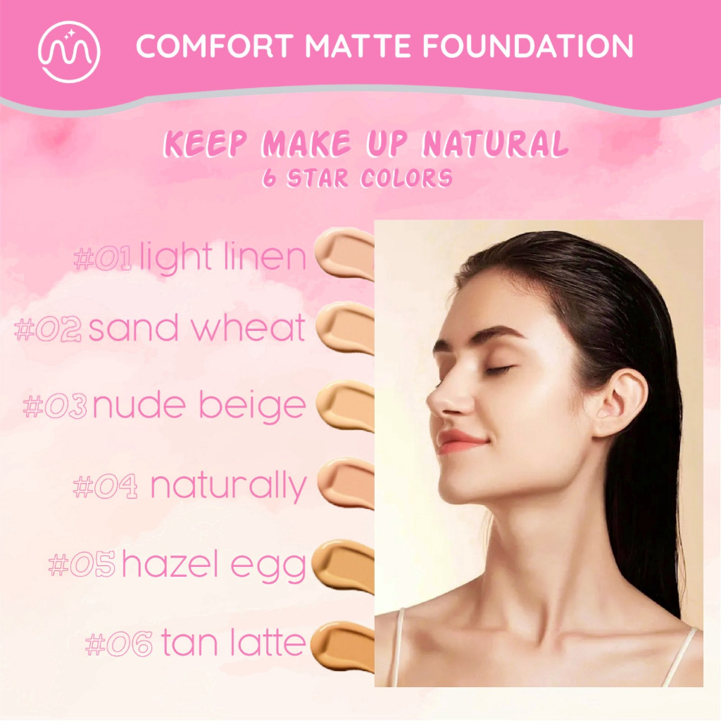 MINIPINK Foundation Comfort Matte Long Lasting All Day 6 Colors MP020