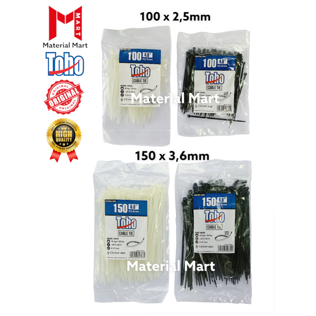 Kabel Tis Toho 10cm | Cable Tie Toho 15cm Tebal | Kabel Ties 150mm | 100mm | Material Mart