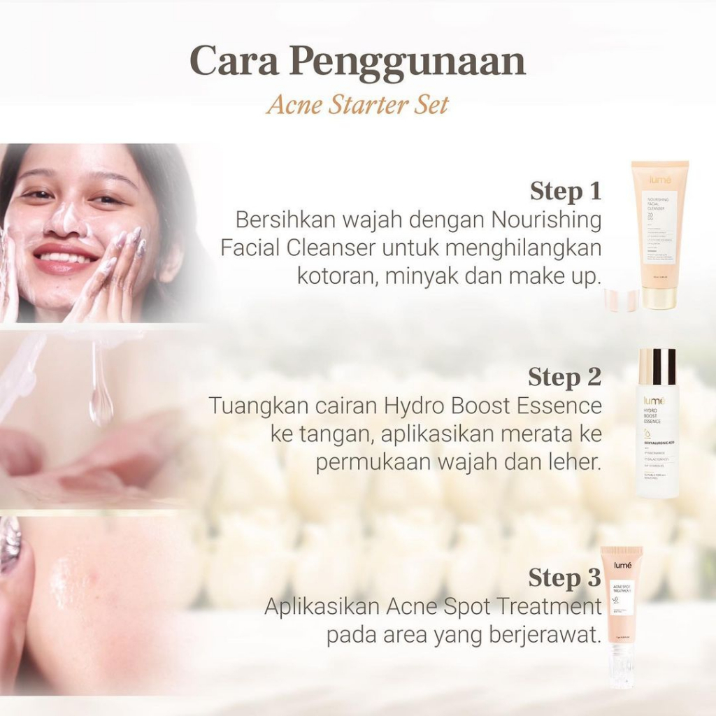 (Free Emas 24K) Paket Bundling LUME Skincare ACNE Starter Set isi 3 pcs BPOM Halal