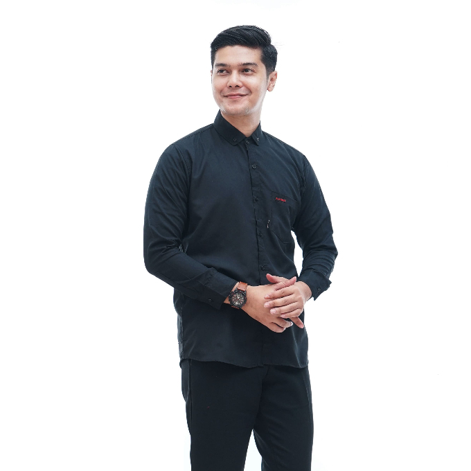 KEMEJA PRIA BOYI TOP MAN LENGAN PAN HITAM WHITE ALJANG KASUAL FORMAL KERJA KANTOR POLOS PUTIH