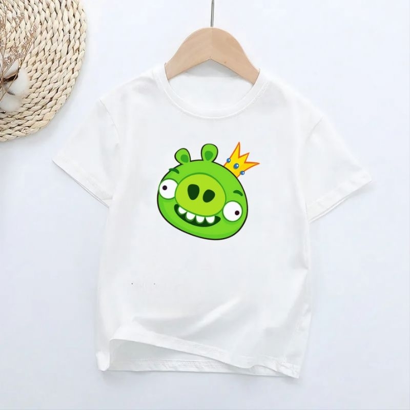 Baju Kaos Anak Angry Bird Pig Pakaian Atasan Anak Lengan Pendek Baju Oblong Anak 2-16Th Cod