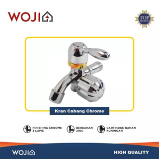 WOJIA - Kran Cabang Chrome Keran Air Shower Double Keran Tembok Kamar Mandi 1/2 Inch Highy Quality