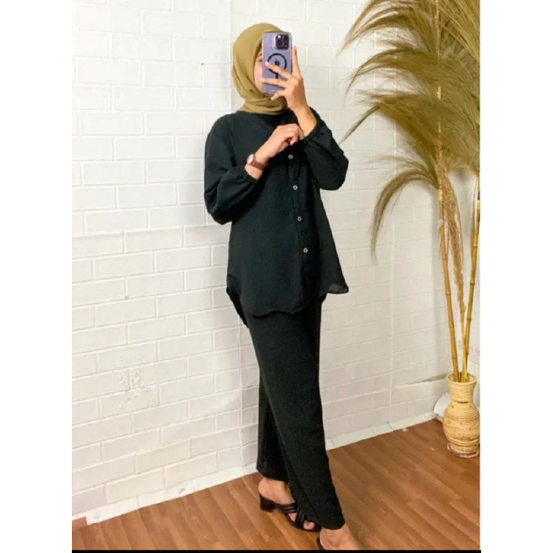 Setelan Wanita Amanda One Set Crinkle Airflow Premium Terbaru Kekinian