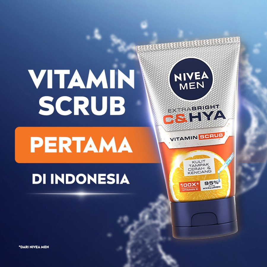 NIVEA MEN Extra Bright C&amp;HYA Vitamin Scrub 100ml Sabun Cuci Muka Pria