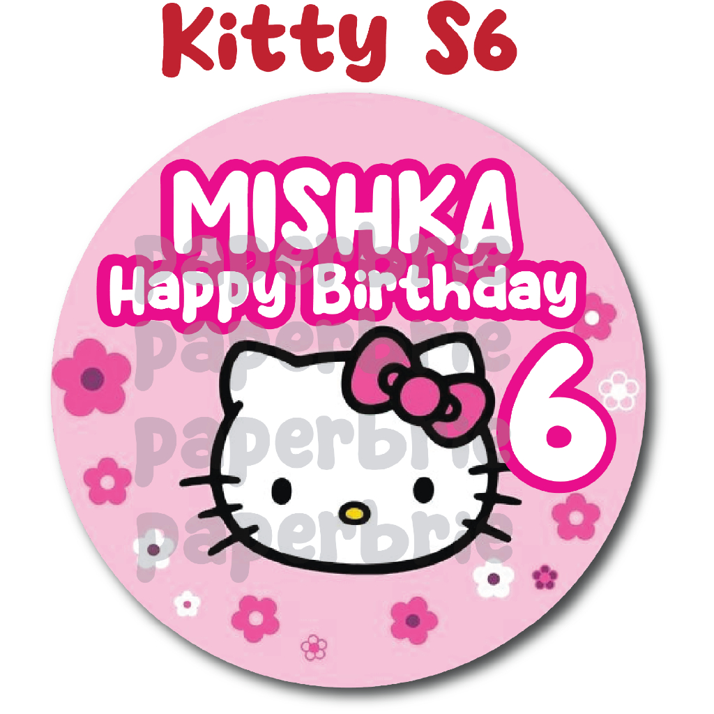 label stiker HELLO KITTY MANY Ulang Tahun Anak - sticker birthday party stiker hampers sticker hamper stiker bingkisan ultah