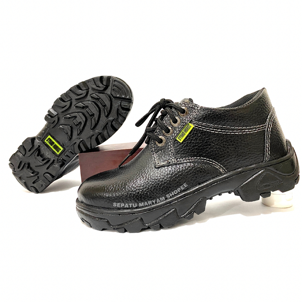 Sepatu Pria Safey Low Boots Tali Ujung Besi Sepatu Safety Shoes Kulit Asli Sepatu Kitchen Pria