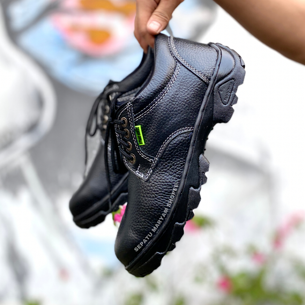 Sepatu Pria Safey Low Boots Tali Ujung Besi Sepatu Safety Shoes Kulit Asli Sepatu Kitchen Pria